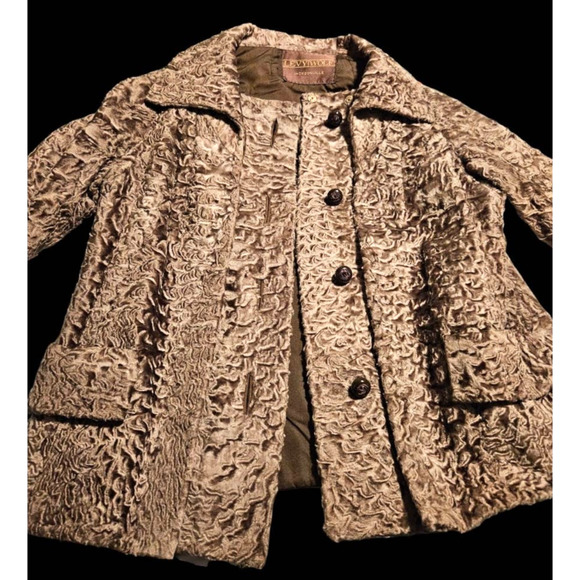Vintage 50s Brown Persian Wool Coat Medium Levy Wolf - Picture 13 of 13